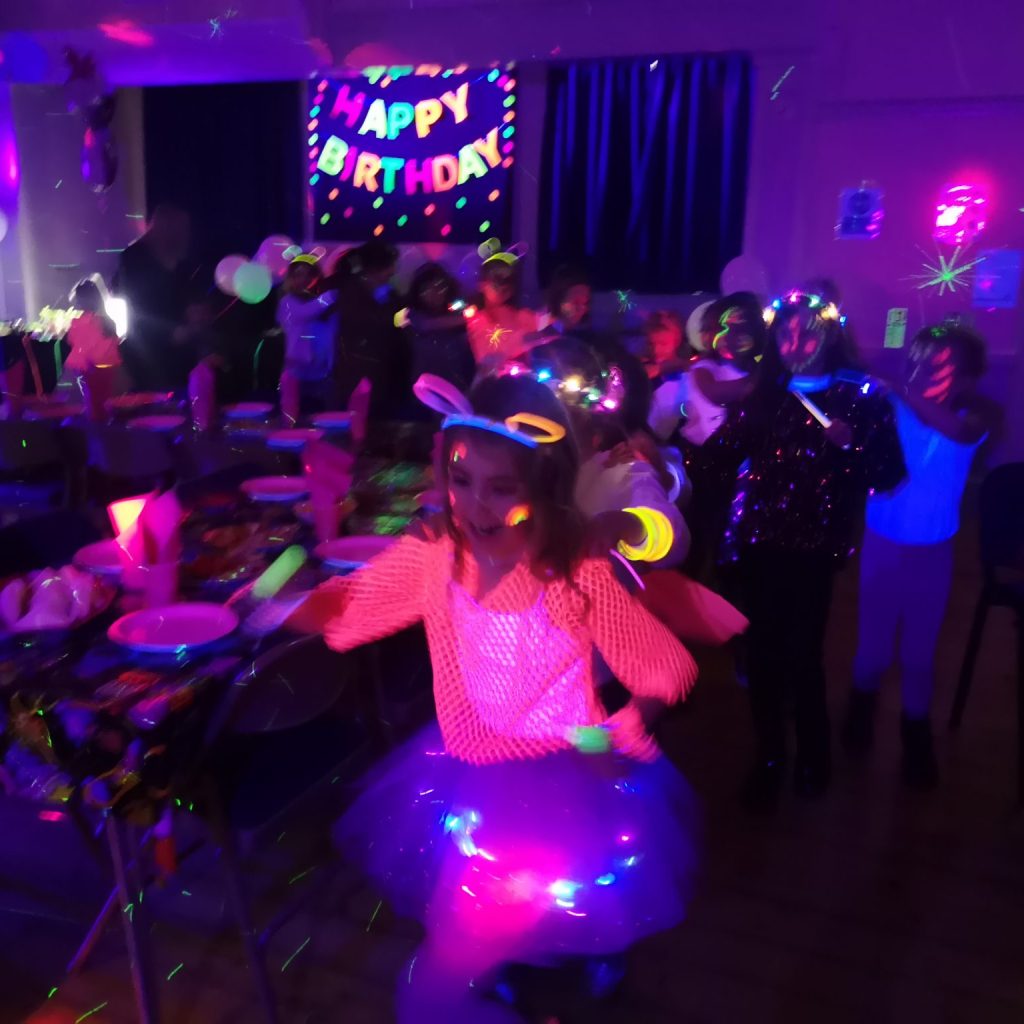 Glow in the dark neon disco derby