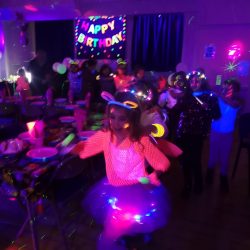 Glow in the dark neon disco derby